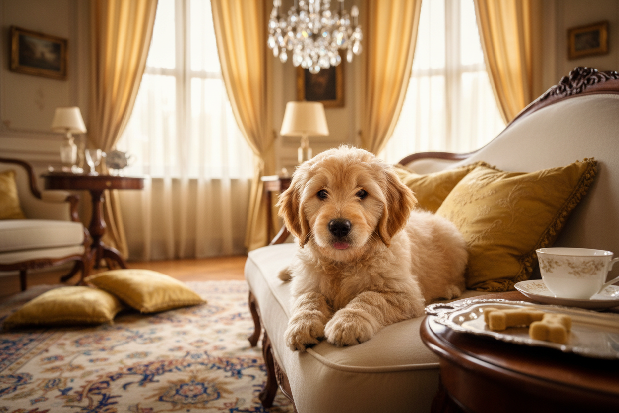 Adorable puppy in luxurious setting